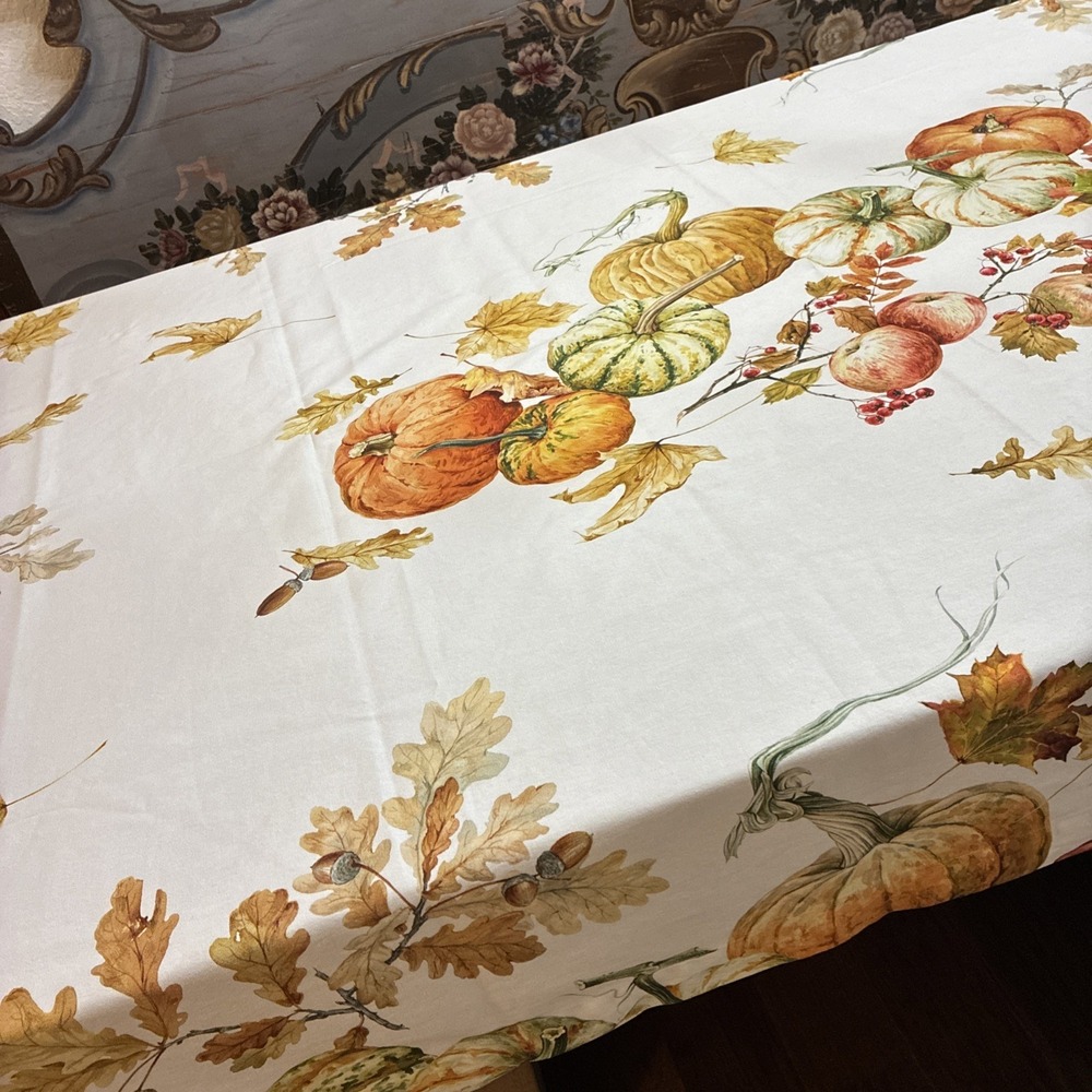 Southern Living Tablecloth Fall Autumn Thanksgiving 56x80" Cottage Core Cotton